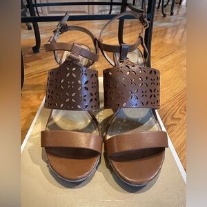 Michael Kors Brown Leather Wedges - Size 8.5M